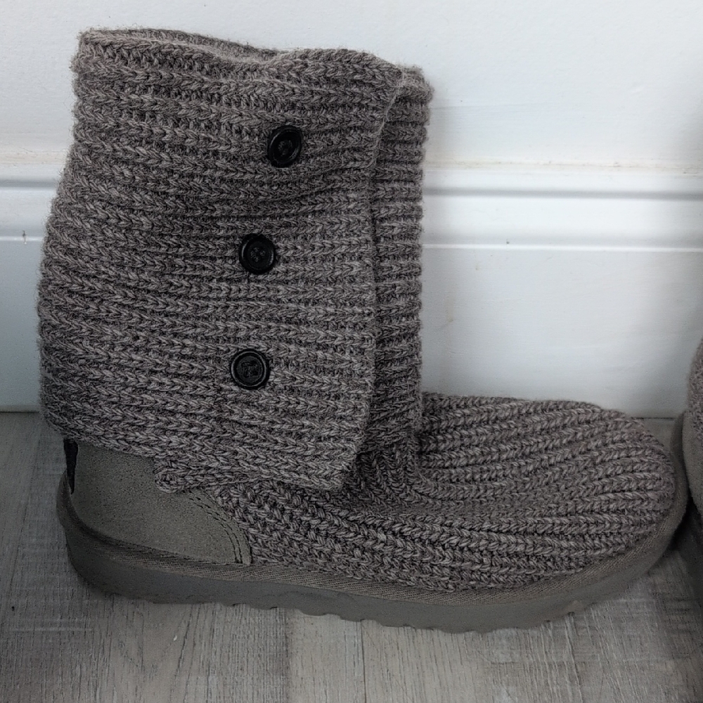 UGG Taupe Knit Button Boots